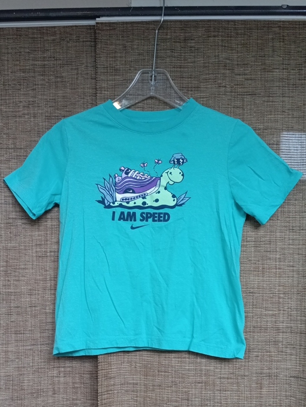 Nike Teal Graphic 'I AM SPEED' Cotton Kids Tee